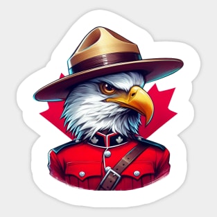 Canadian Mountie Eagle Illustration Sticker